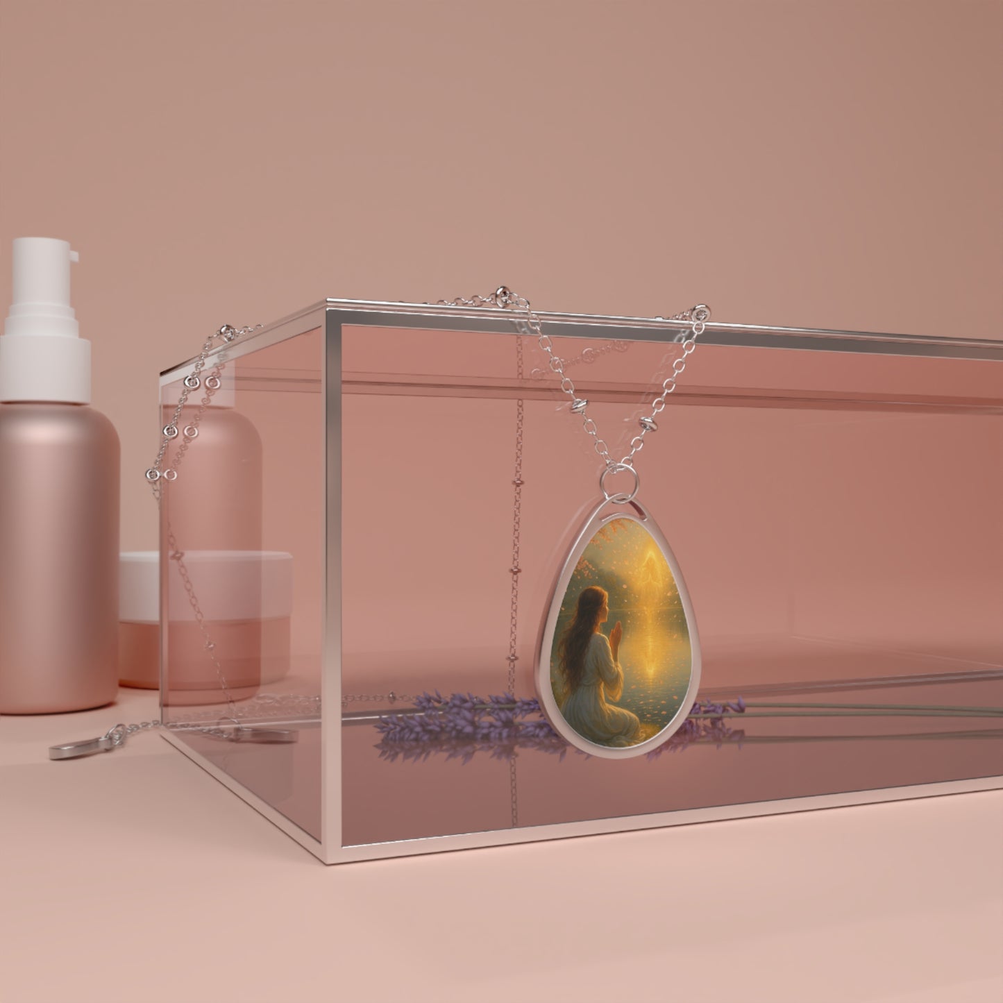 Muse Evolves — Teardrop Pendant Description: A luminous teardrop pendant capturing the moment of transformation.