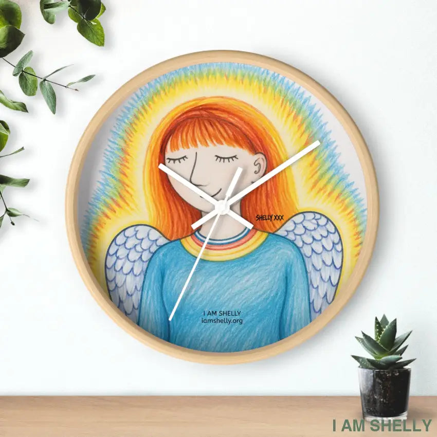 Shelly Angel Spiritual Wall Clock – Colorful Rainbow Angel Home Decor - Home Decor