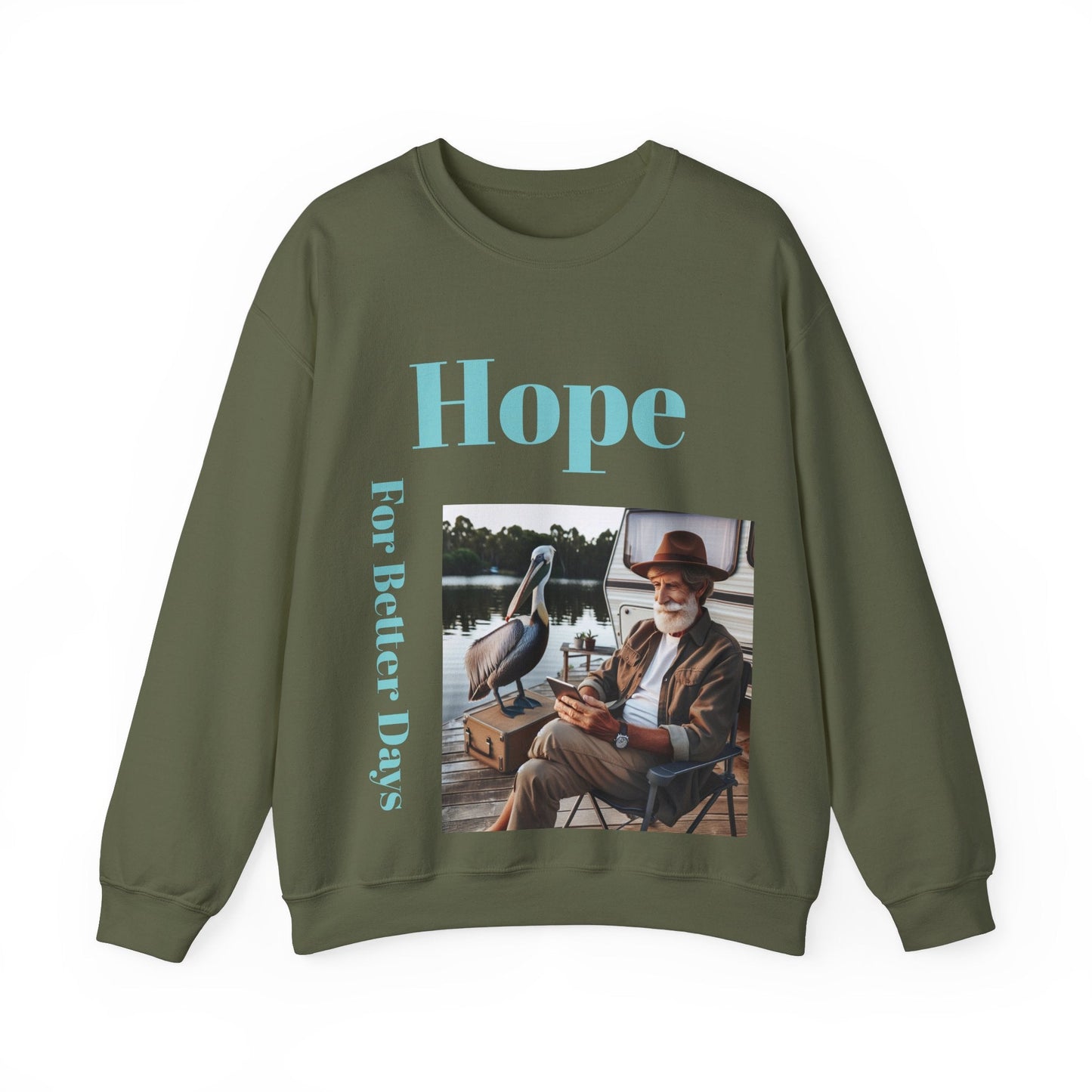 Hope For Better Days Unisex Heavy Blend™ Crewneck Sweatshirt S / Military Green Sweatshirt