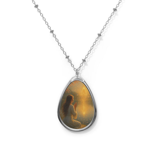 Muse Evolves — Teardrop Pendant Description: A luminous teardrop pendant capturing the moment of transformation.