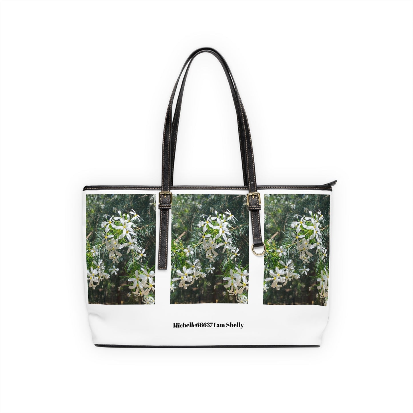 Michelle66637- Nature- PU Leather Shoulder Bag 17’’ x 11’’ / Black Bags