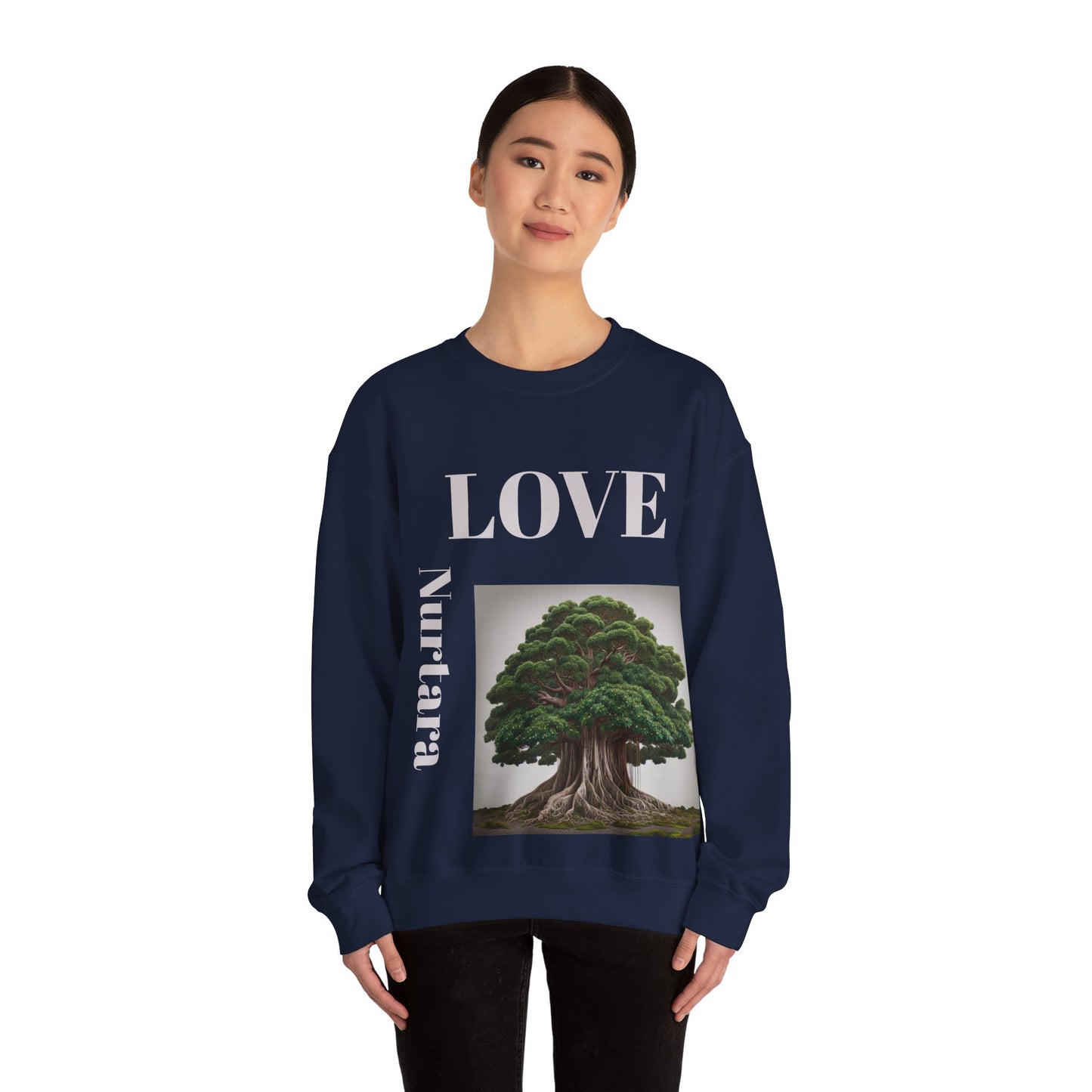 Nurtara  The one who nourishes — a name of roots, rivers, and quiet generosity. Unisex Heavy Blend™ Crewneck Sweatshirt