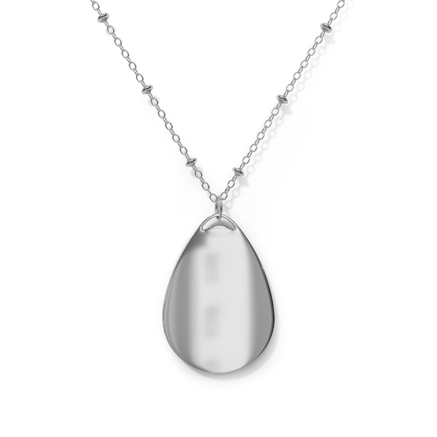 Moonlit Mermaid Oval Pendant Necklace — Silver Teardrop Locket