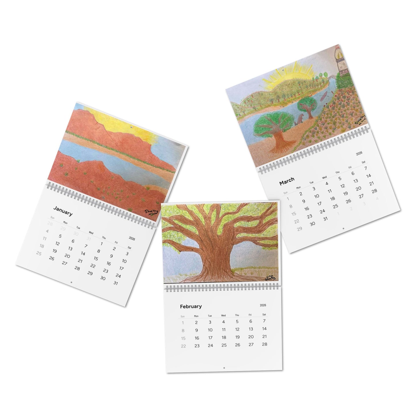 Michelle66637 I am Shelly- Drawing Becomes Healing - Standard Wall Calendar (2026)