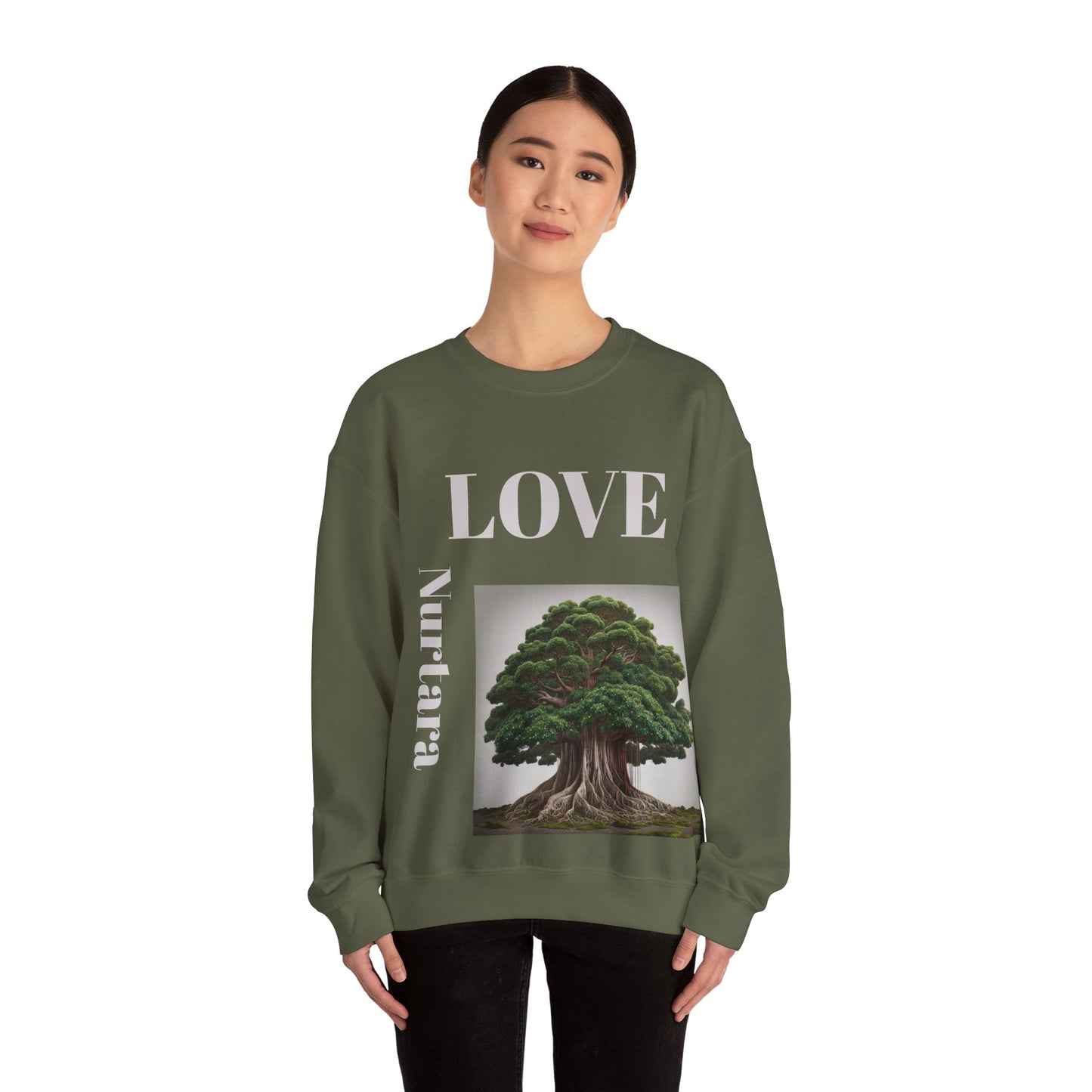 Nurtara  The one who nourishes — a name of roots, rivers, and quiet generosity. Unisex Heavy Blend™ Crewneck Sweatshirt