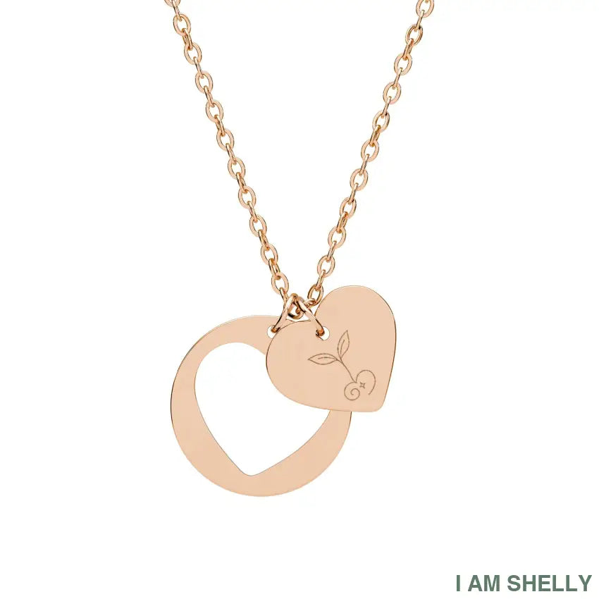 Engraved Heart Cutout Necklace - SHELLY Rose Gold Pendant One Size / 18K Rose Gold PVD coating Accessories