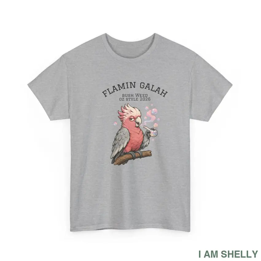 Flamin’ Galah Cockatoo Graphic Tee - Sport Grey / S - T-Shirt
