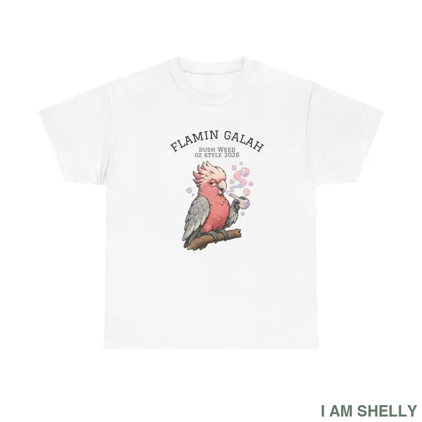 Flamin’ Galah Cockatoo Graphic Tee - White / S - T-Shirt