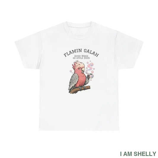 Flamin’ Galah Cockatoo Graphic Tee - White / S - T-Shirt