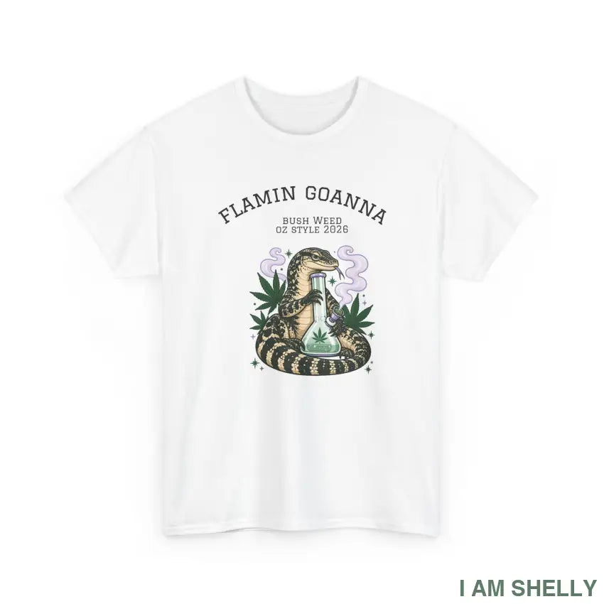 Flamin’ Goanna Snake and Cannabis Graphic T-Shirt - T-Shirt