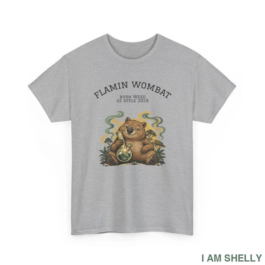 Flamin’ Wombat Graphic T-Shirt – Cute Wildlife Animal Tee - Sport Grey / S - T-Shirt