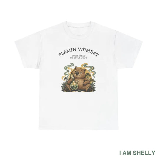 Flamin’ Wombat Graphic T-Shirt – Cute Wildlife Animal Tee - White / S - T-Shirt
