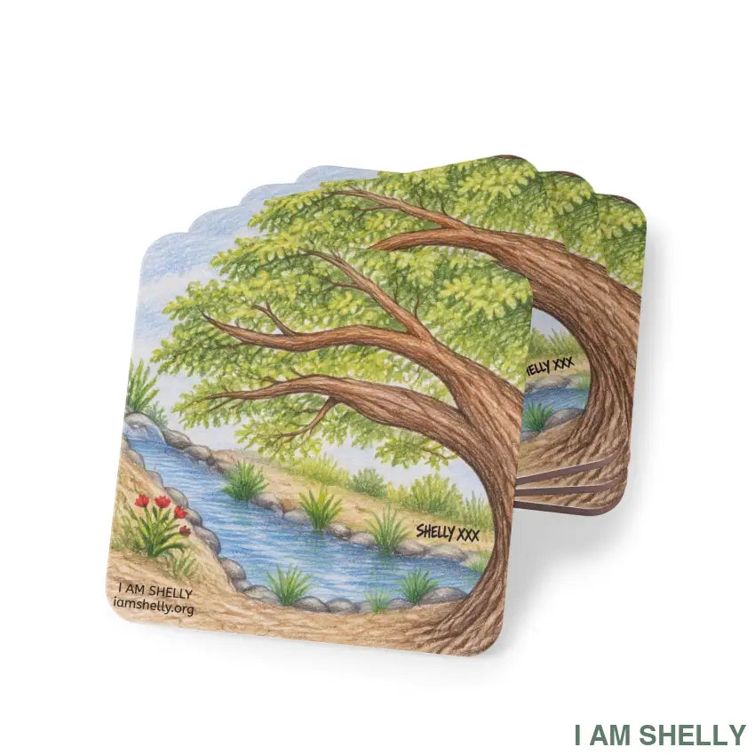Lakefront Tree Landscape Nature Coasters - Square / 3.7’’ x 3.7’’ / 4pcs - Home Decor