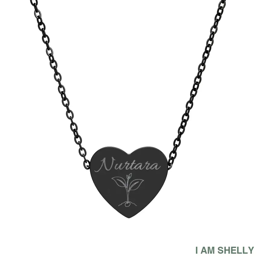 Nurtara Heart Pendant – A Symbol of Roots Growth & Quiet Strength - One Size / Black PVD coating - Accessories