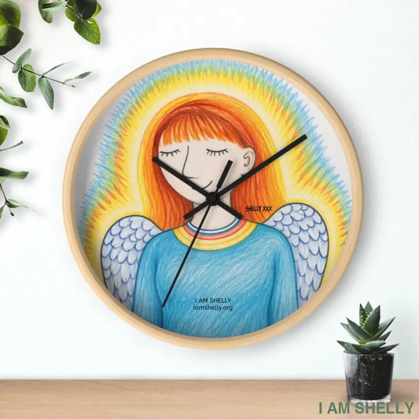 Shelly Angel Spiritual Wall Clock – Colorful Rainbow Angel Home Decor - Home Decor