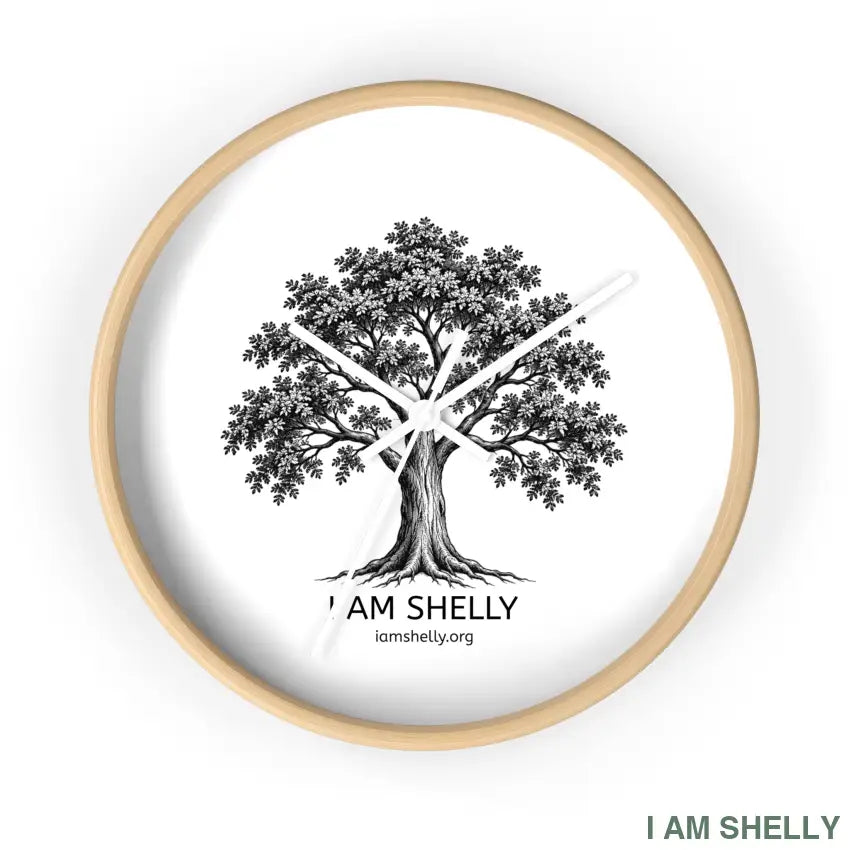 Tree Wall Clock - Wooden Base / White / 10’’ - Home Decor